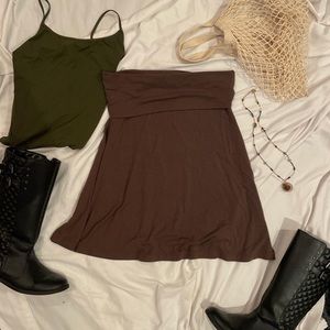 Brown y2k fall midi skirt